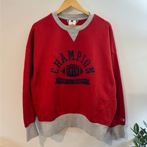Champion Men's Physical Education Colorblocked Sweatshirt, Red, Sz M, NWOT